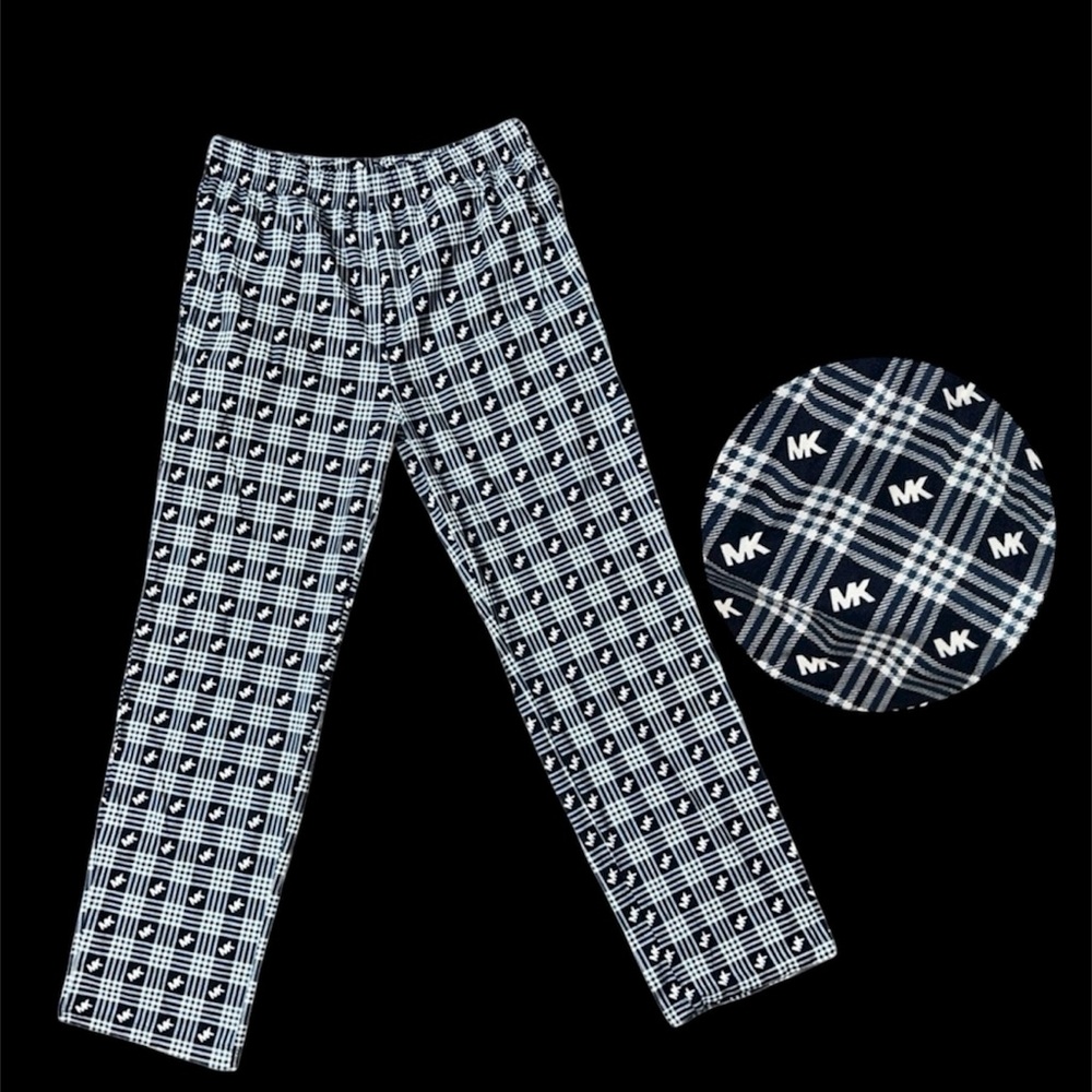 Michael Kors Navy and White Plaid Pants